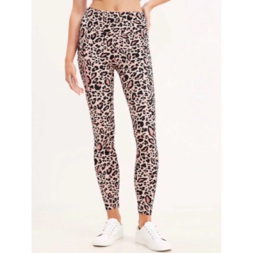 Lou & Grey Feel Good Pocket Leggings M Medium Pink Leopard Animal Print Stretch